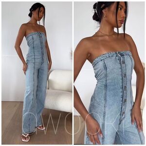 ZARA TRF STRAPLESS DENIM JUMPSUIT 8197/059